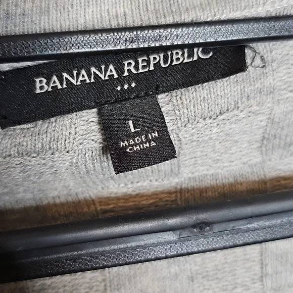 Banana Republic Light Gray Basketweave Knit Cardigan Duster Sweater Jacket Large - Picture 6 of 9